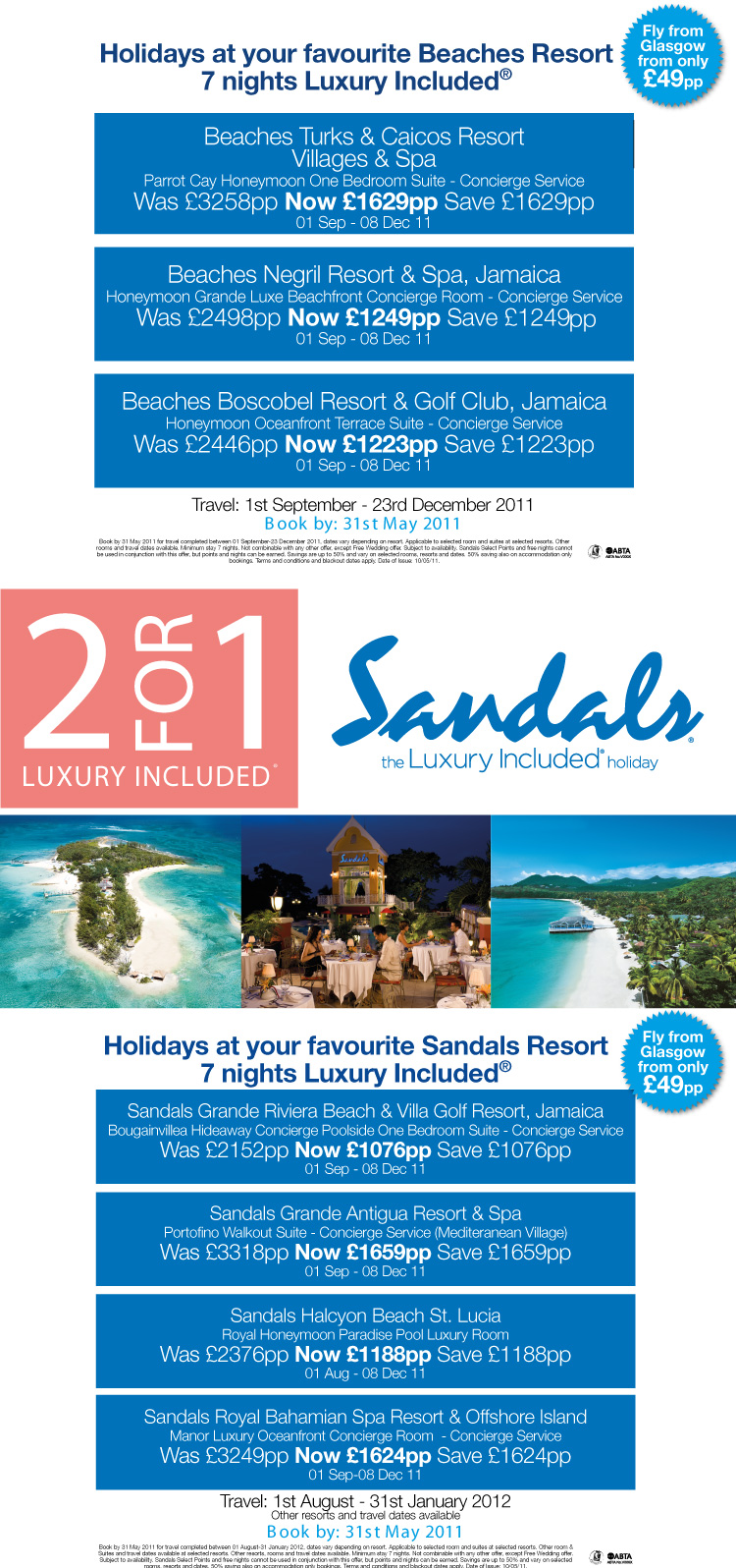 Sandals 2 for 1 offer