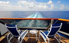 View of ship's wake from balcony